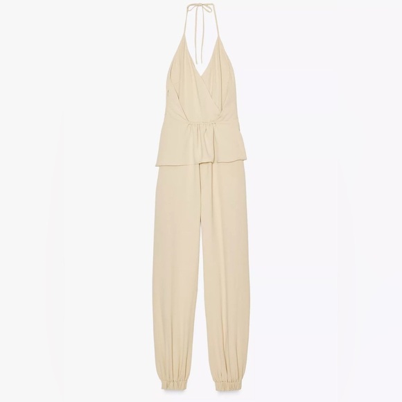 Nwt- Zara- HALTER TWO-PIECE EFFECT LONG JUMPSUIT - XS - Picture 4 of 8